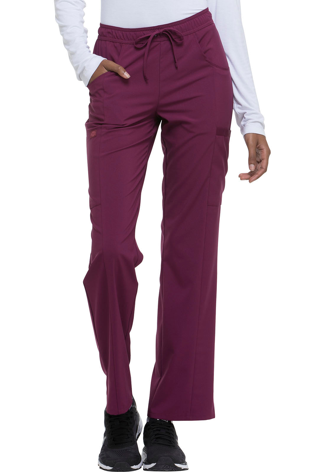 Women's Mid Rise Straight Leg Drawstring Pant - Wine